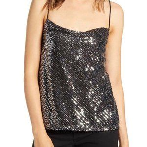 Chelsea28 Silver/Black Sequin Camisole Tank Top